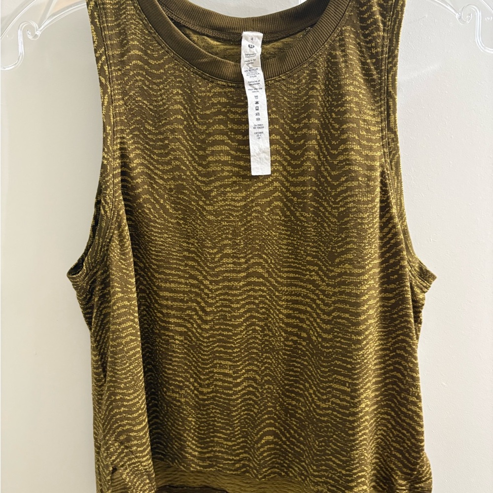 Lululemon Athletica Olive Patterned Tank Top